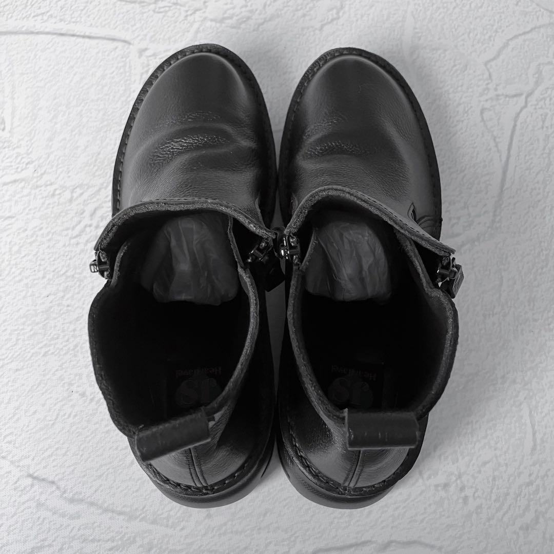 ✨新品✨ＪＳハートレーベル 本革 サイドジップ コンフォートブーツ 幅広 日本製