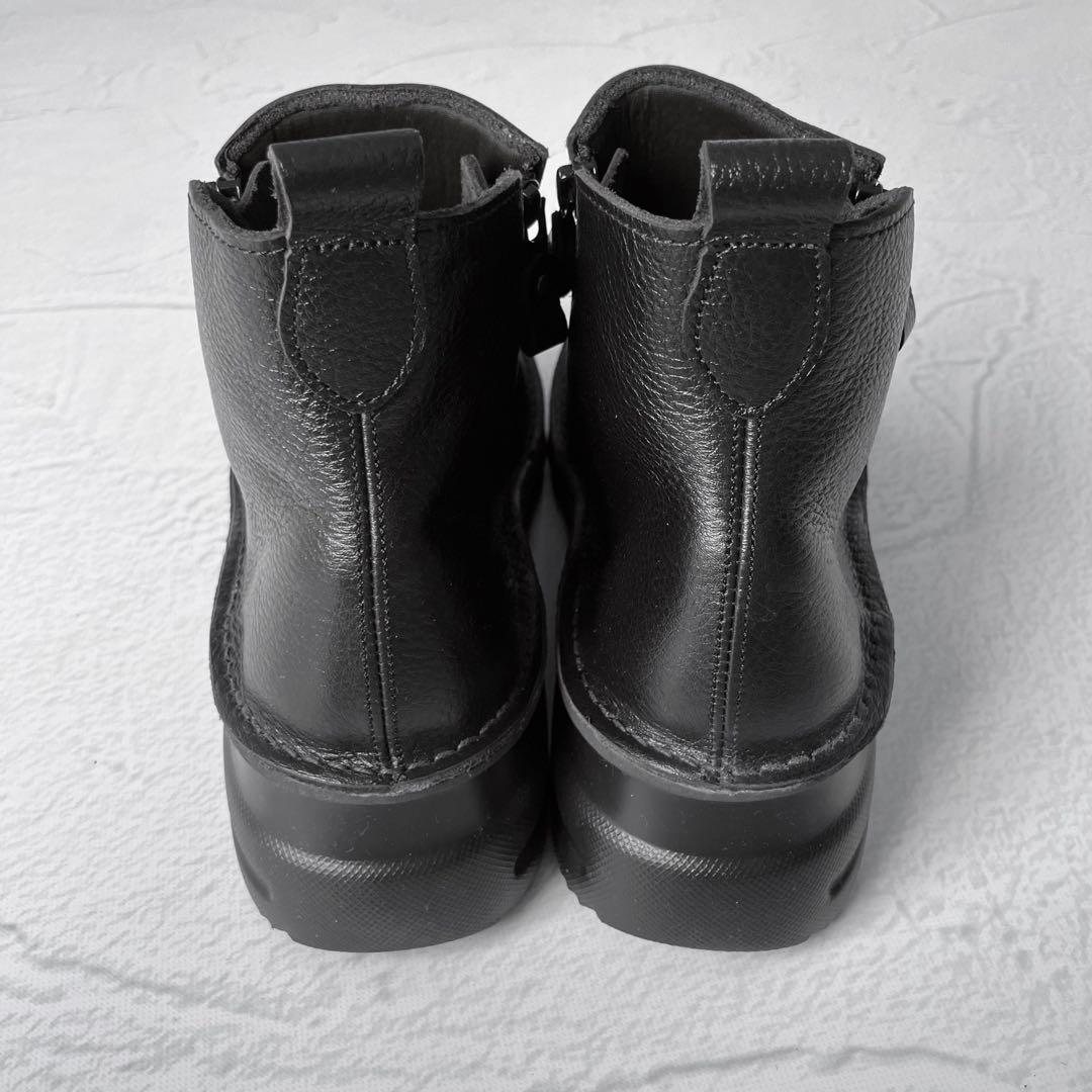 ✨新品✨ＪＳハートレーベル 本革 サイドジップ コンフォートブーツ 幅広 日本製