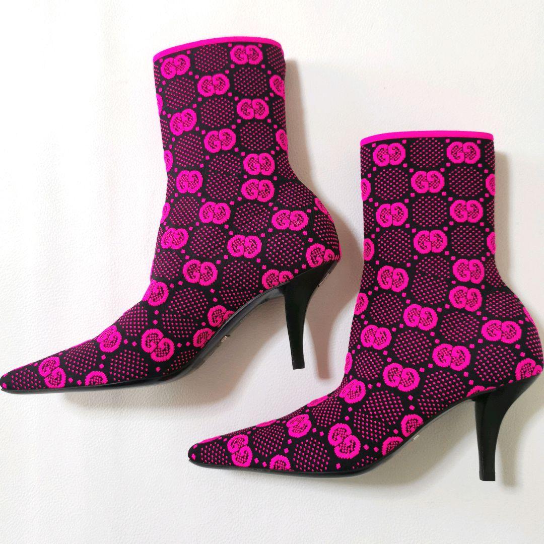 未使用級✨GUCCI アンクルブーツ ソックスタイプ GG柄 ブーティ 35