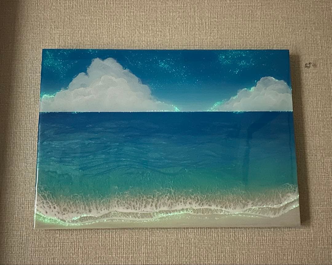 2025蓄光入りオーシャンレジンアート(A3パネル)No.13