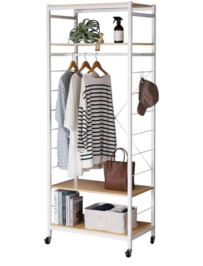 【新品未使用‼️】 木棚付きハンガーラック CH-085