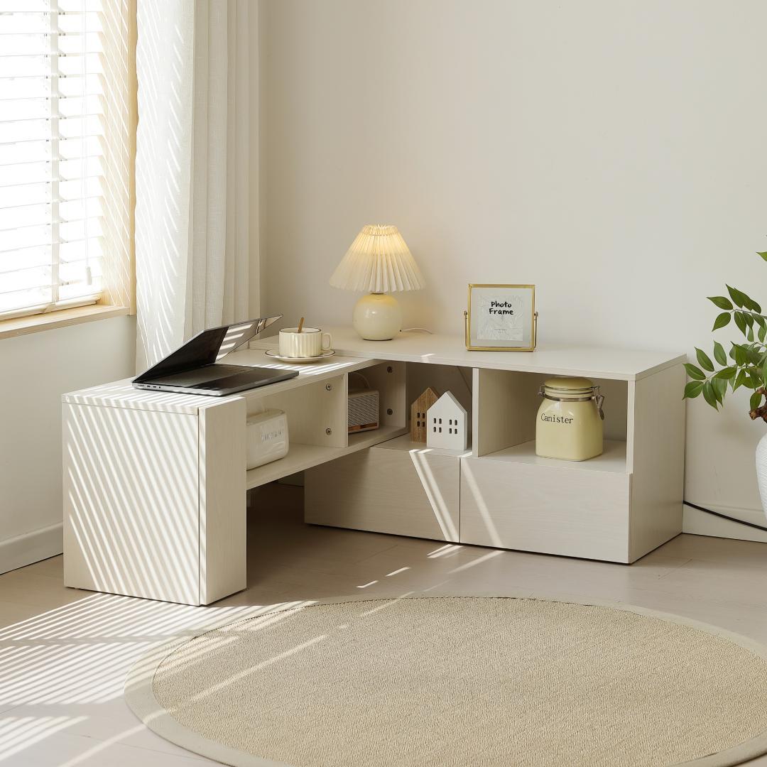 超人気！テレビ台 ローボード 収納 伸縮自由 幅95～169cm WHITE