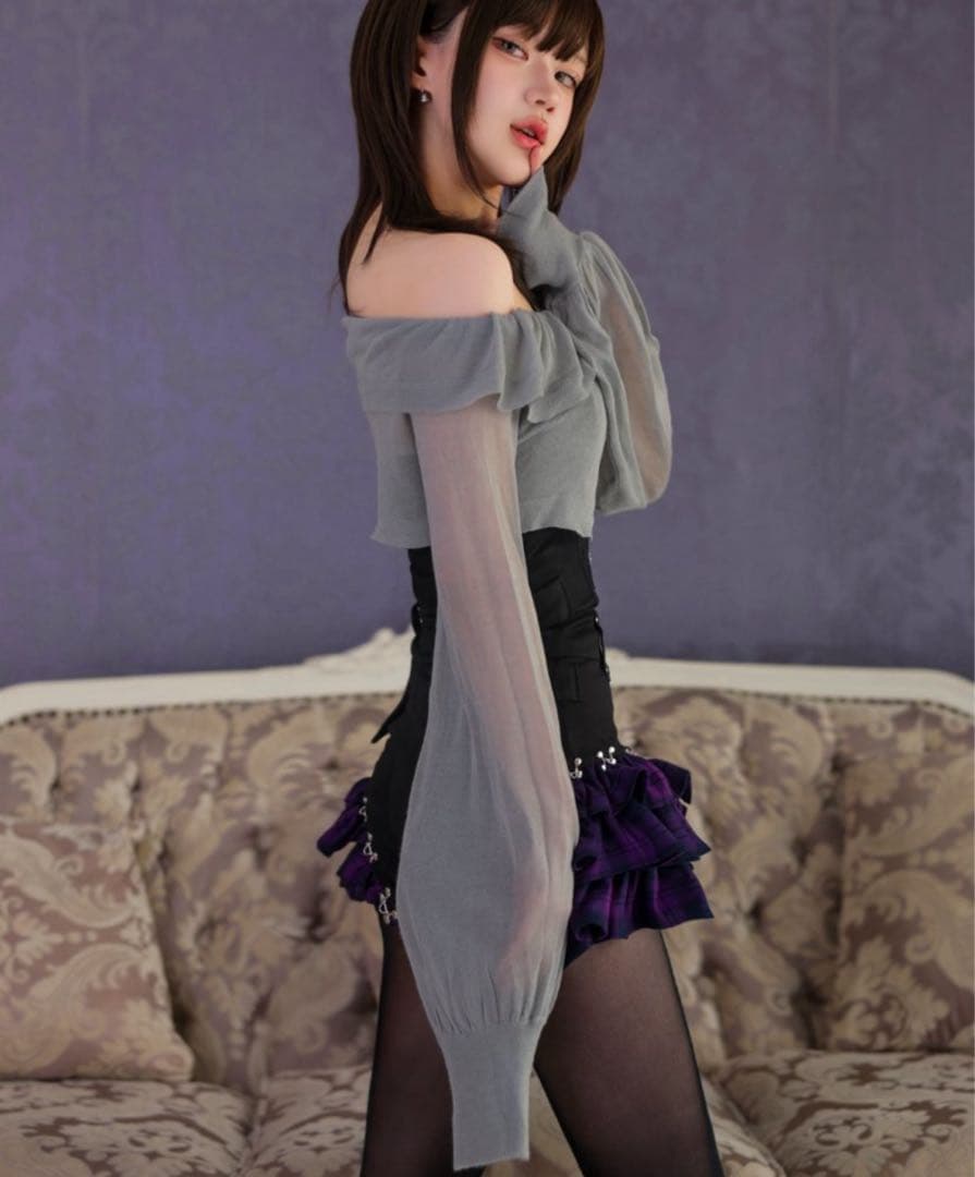 DustDevil ダストデビル チェックフリルオールインワンピース パープル