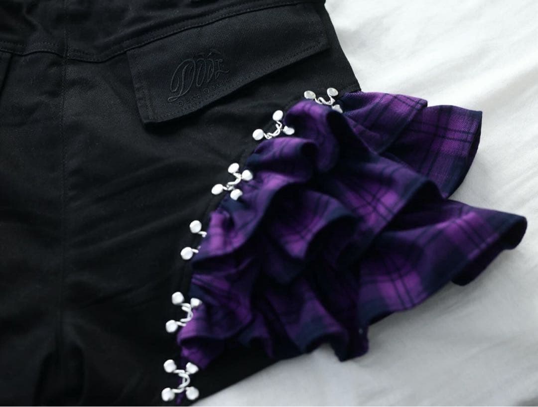 DustDevil ダストデビル チェックフリルオールインワンピース パープル