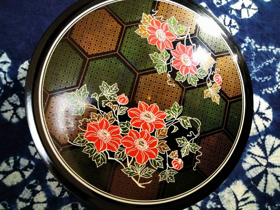 ♥【希少】５０年前・超レアヴィンテージ品♥花柄・漆塗り特大箱と２段丸重箱２種類