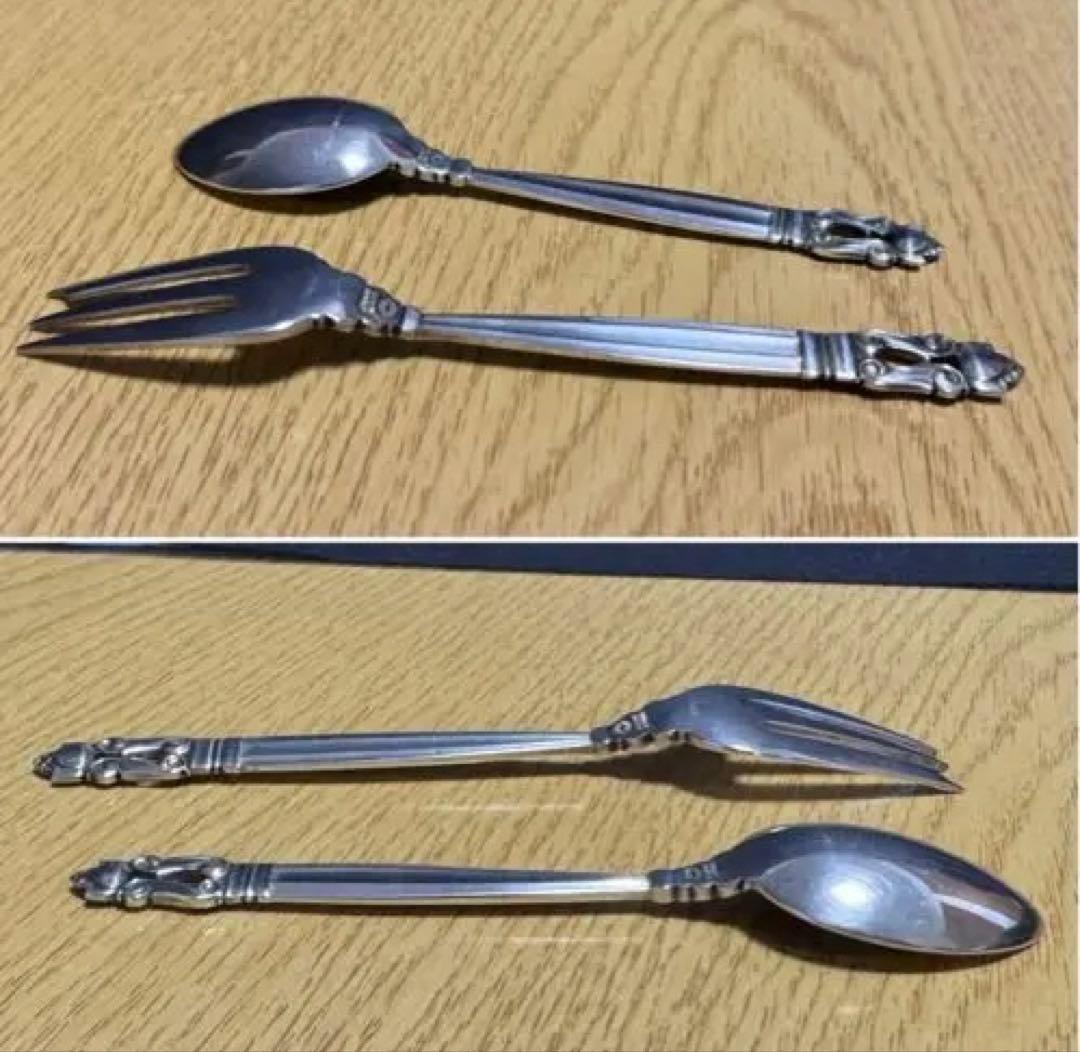 専用。、ヴィンテージ ジョージジェンセン　ティースプーンとフォーク2本セット
