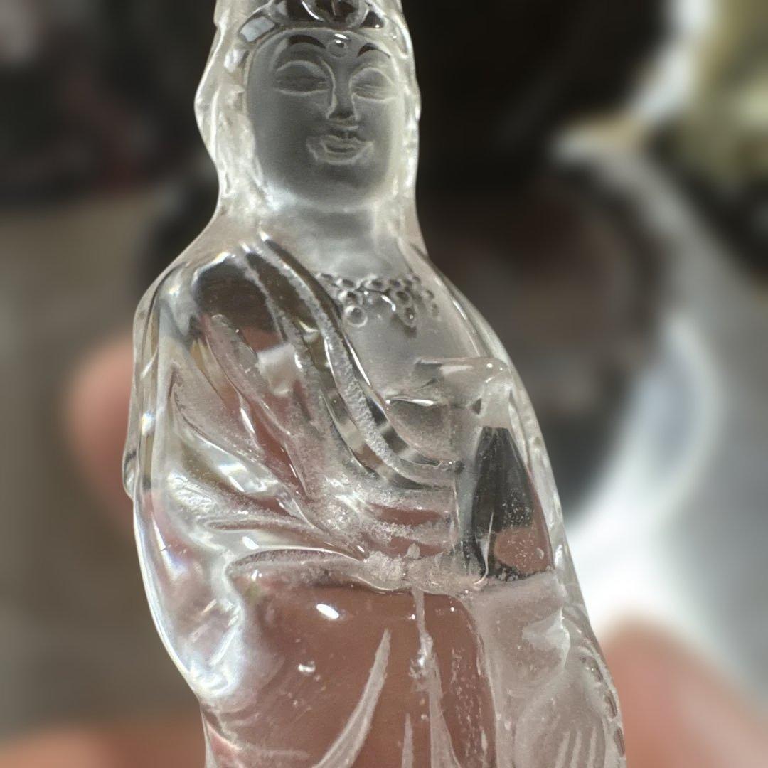高品質　観音水晶　置物　約12cm