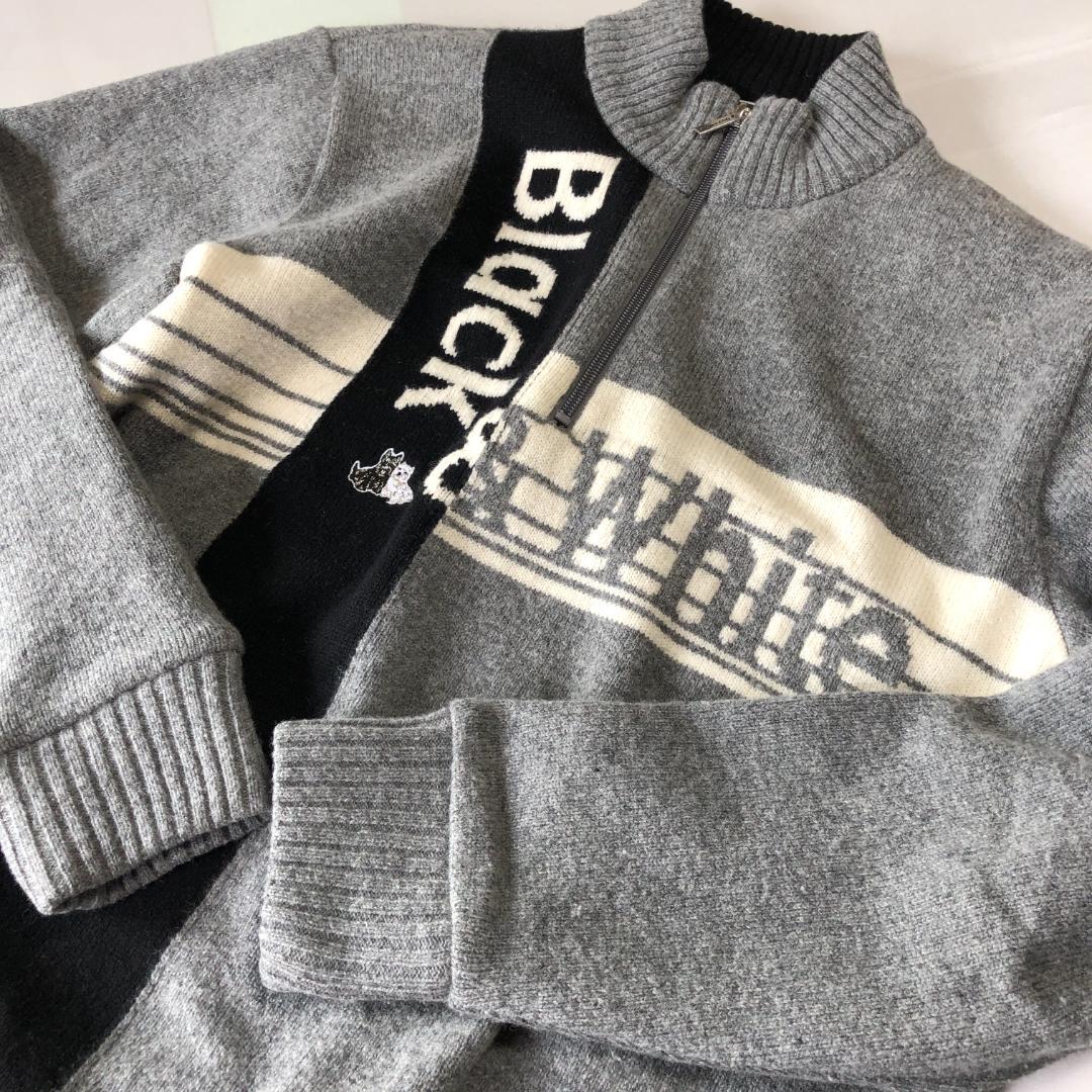 未使用級　ブラックアンドホワイト　ハーフジップ　セーター スニードジャック