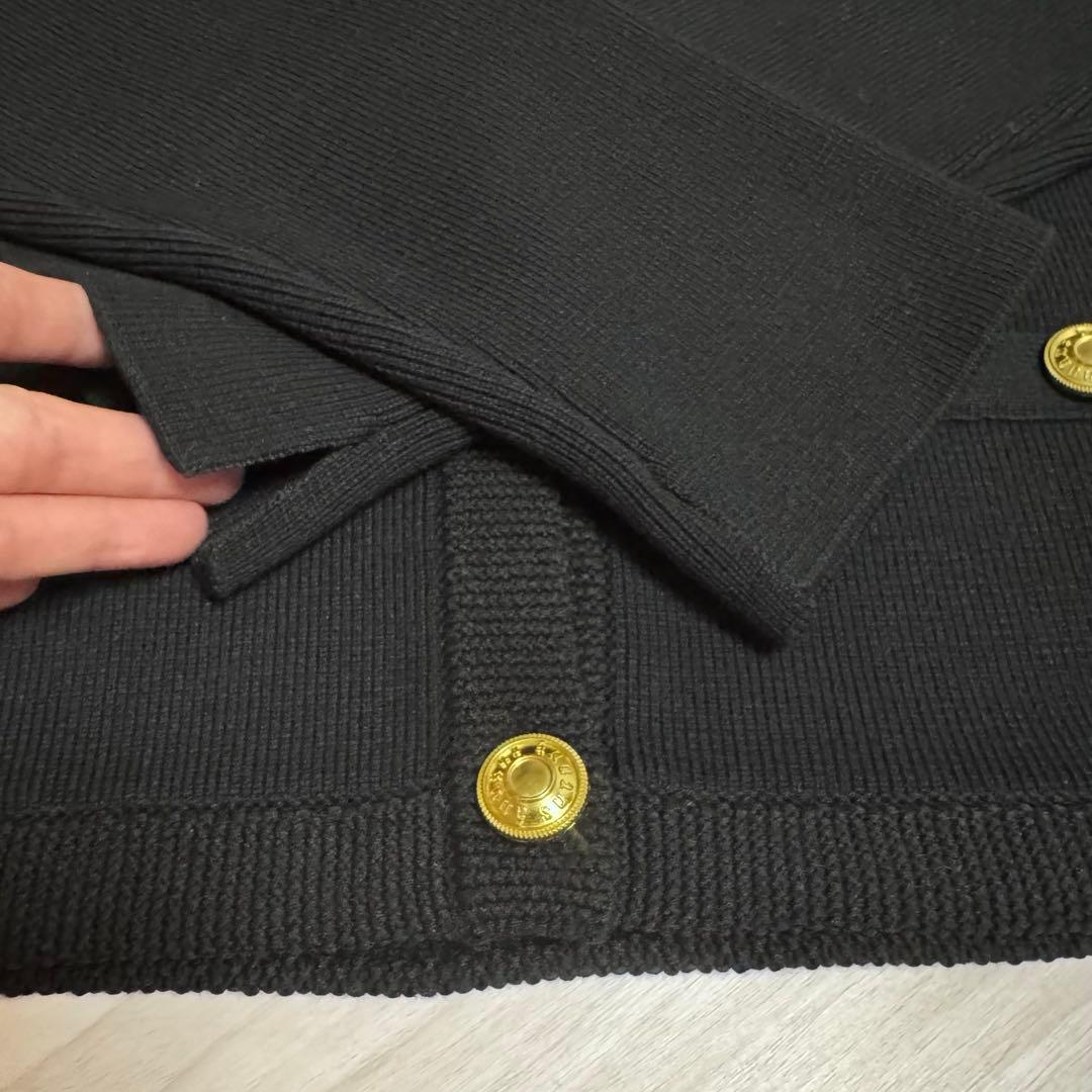 【未使用品】anuansオリジナルボタンノーカラーニットジャケット フリー