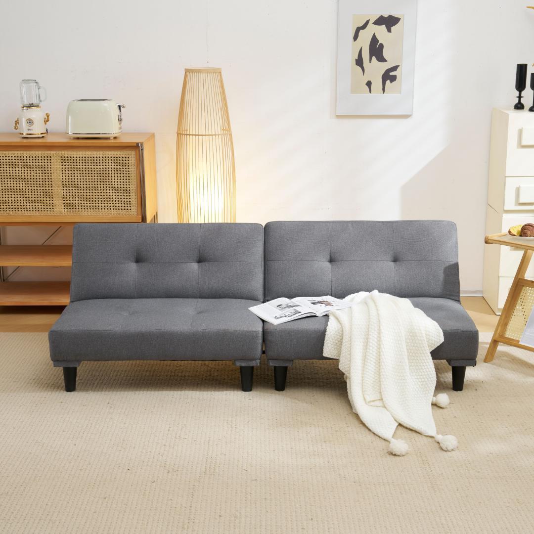 ソファベッドロータイプ 2人リクライニングソファ 背もたれ 3段階 グレー