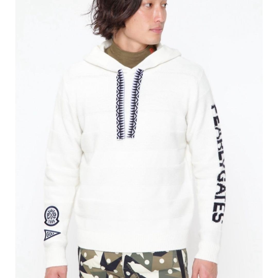 美品　パーリーゲイツ　ウール　カシミヤ フーディ　ニット　プルオーバー サイズ5