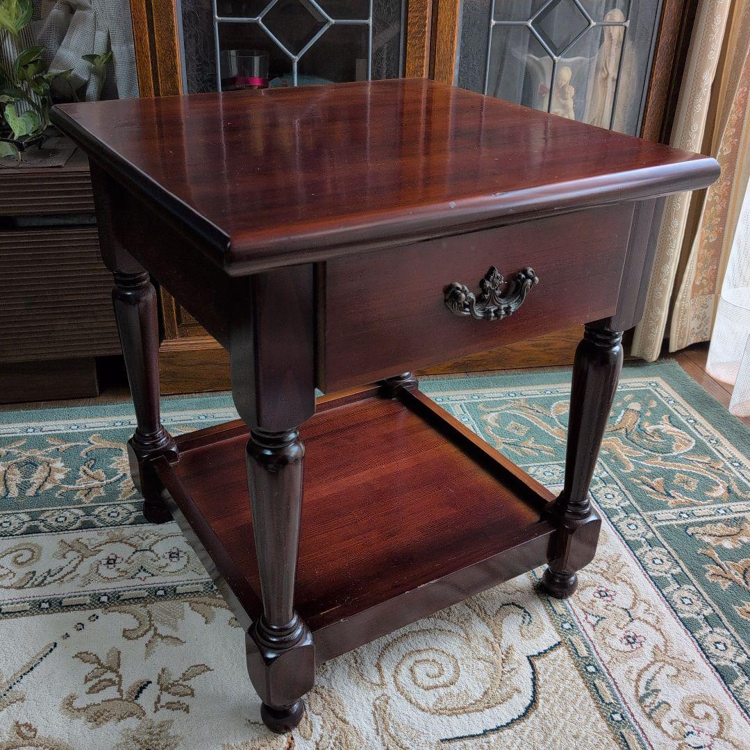 クラシックスタイル ダークブラウン サイドテーブル