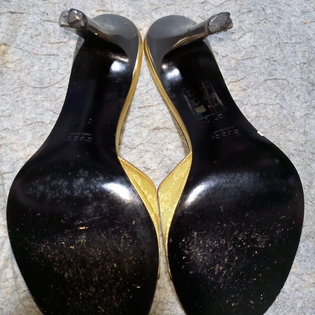 GUCCI ゴールド ハイヒールサンダル