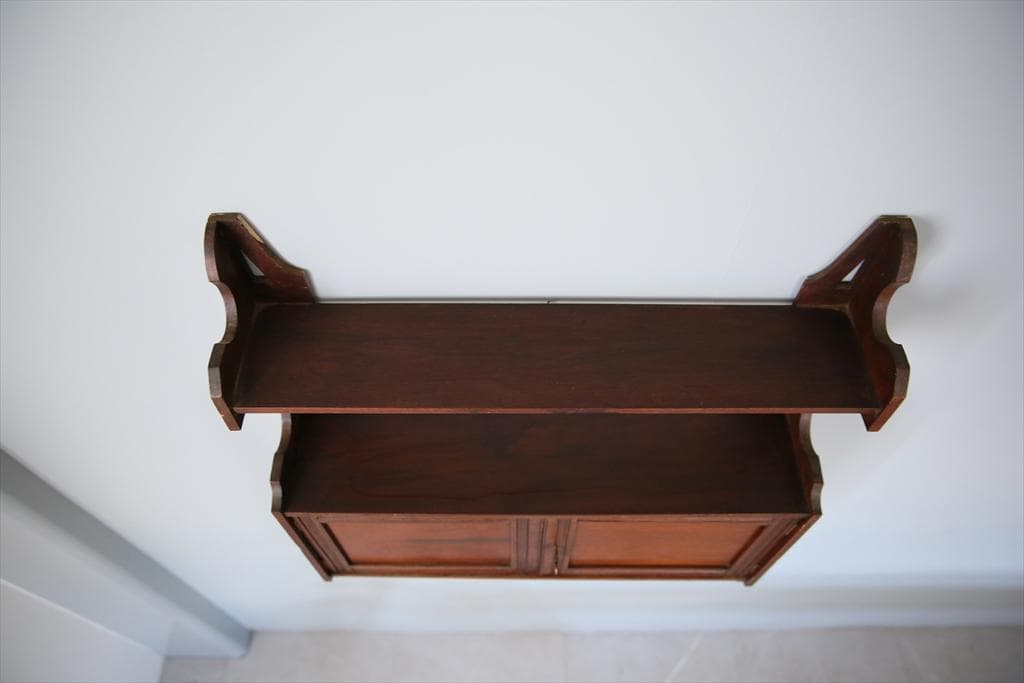 イギリスアンティーク木製ウォールシェルフ/壁掛けラック/飾り棚(91-256)