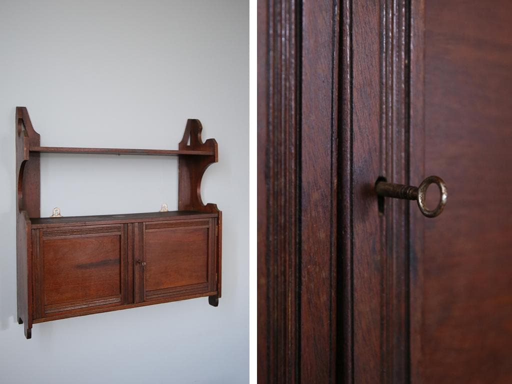 イギリスアンティーク木製ウォールシェルフ/壁掛けラック/飾り棚(91-256)