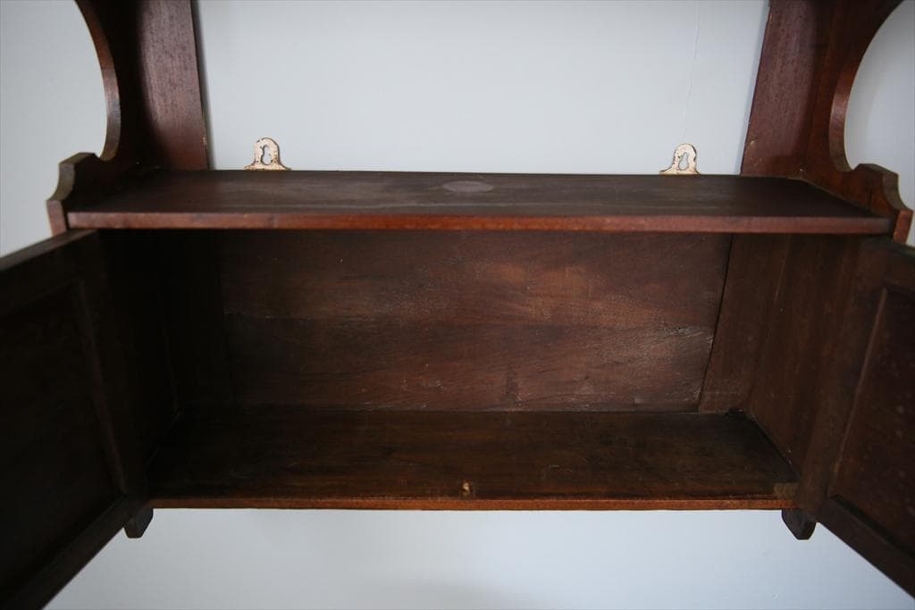 イギリスアンティーク木製ウォールシェルフ/壁掛けラック/飾り棚(91-256)