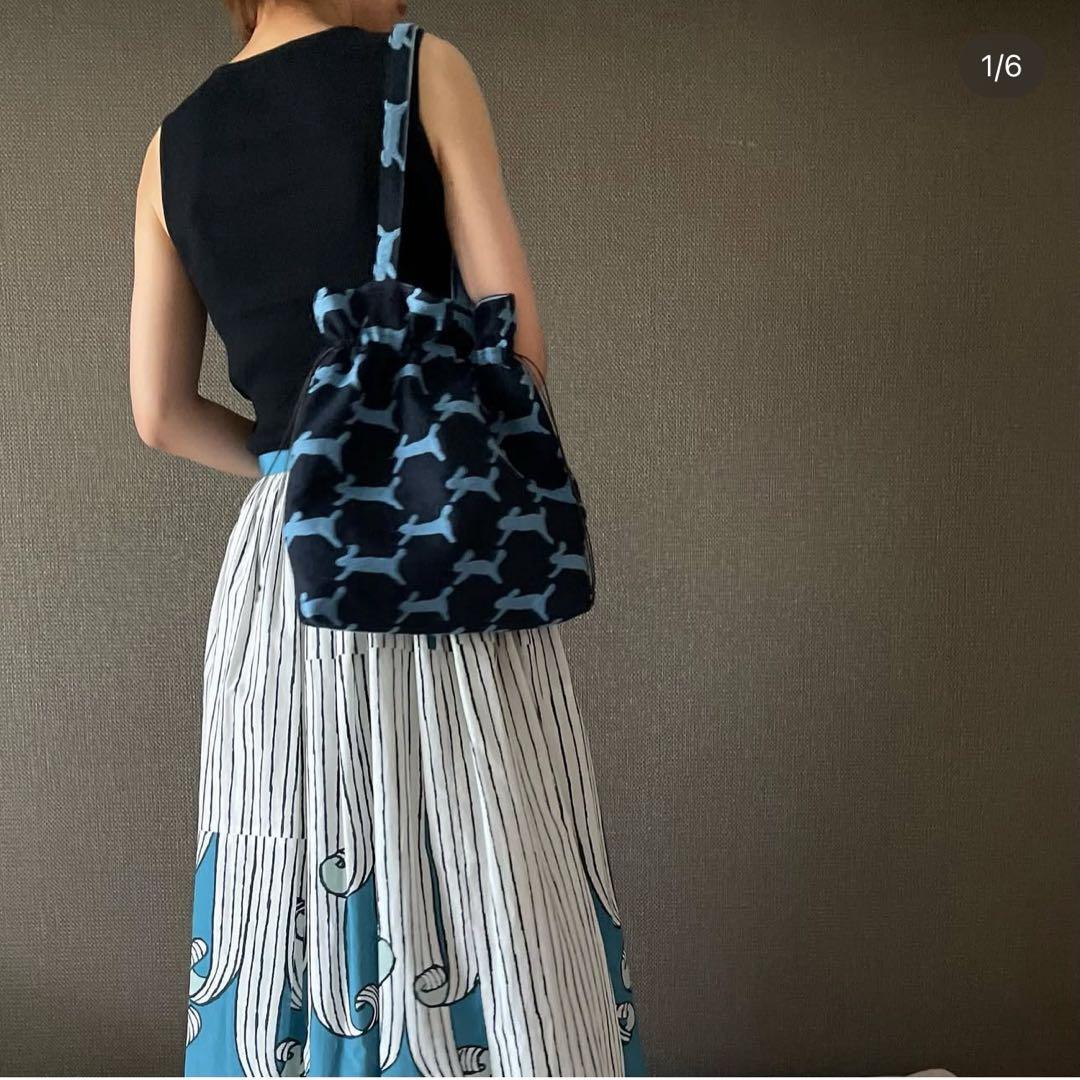 ミナペルホネン生地使用 ✳︎ run run run 巾着バッグ