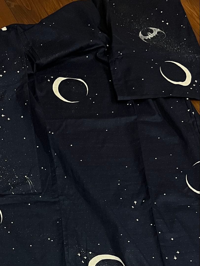 浴衣　蝙蝠　お化け　夜空　フリーサイズ　桜柄小紋セット