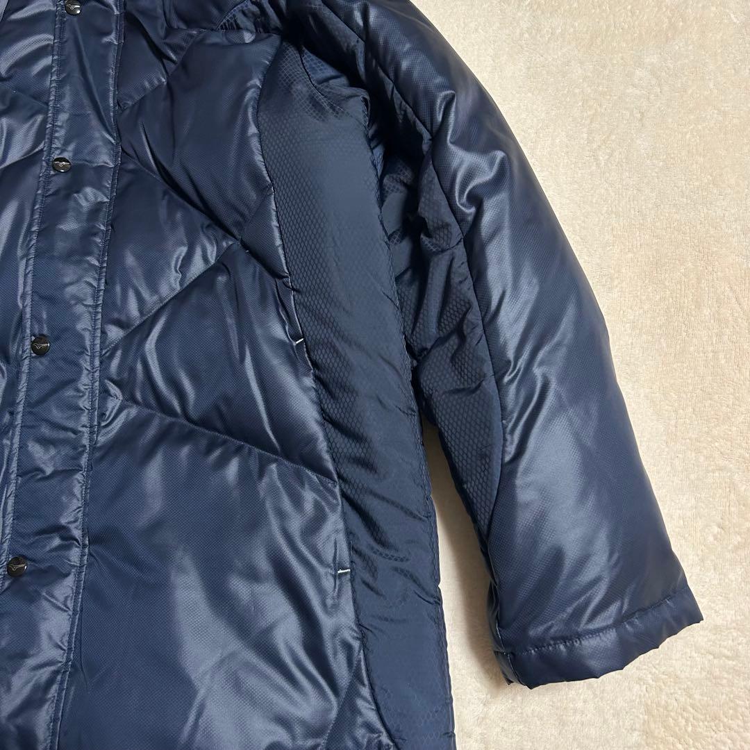 【美品】Mizuno ミズノ ダウンコートベンチコートメンズ 刺繍ロゴ ネイビー