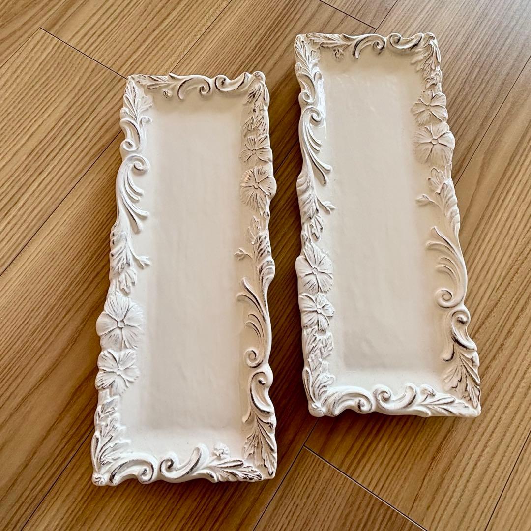 （入手困難）イタリア食器　ELIOS MYFLOWERレクタングラープレート2枚