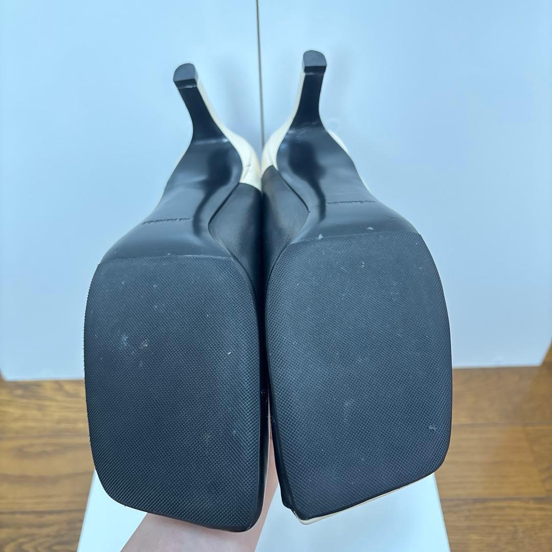 JIL SANDER ベージュ/ブラック バイカラー ミュール 36.5