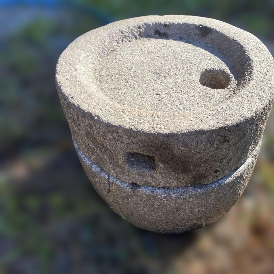 天然石製 石臼　直径約20cm 骨董　古民具