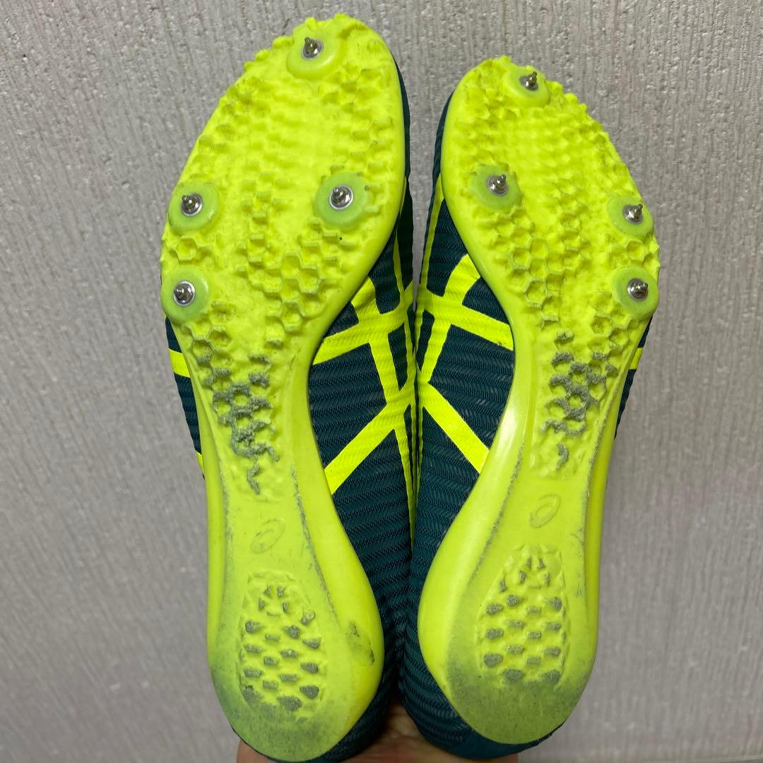 ASICS 陸上競技 スパイクシューズ ダークグリーン/イエロー