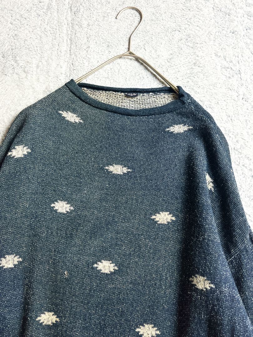 【45R】45rpm ジャカードの908馬比古 総柄 インディゴスウェット 4