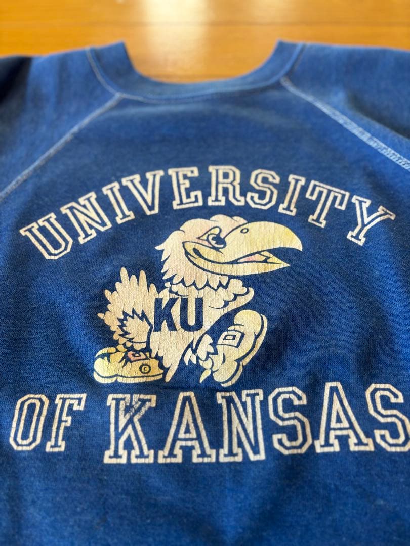70s ヴィンテージスウェット カラーフロッキー カンザス大学 ビンスエ