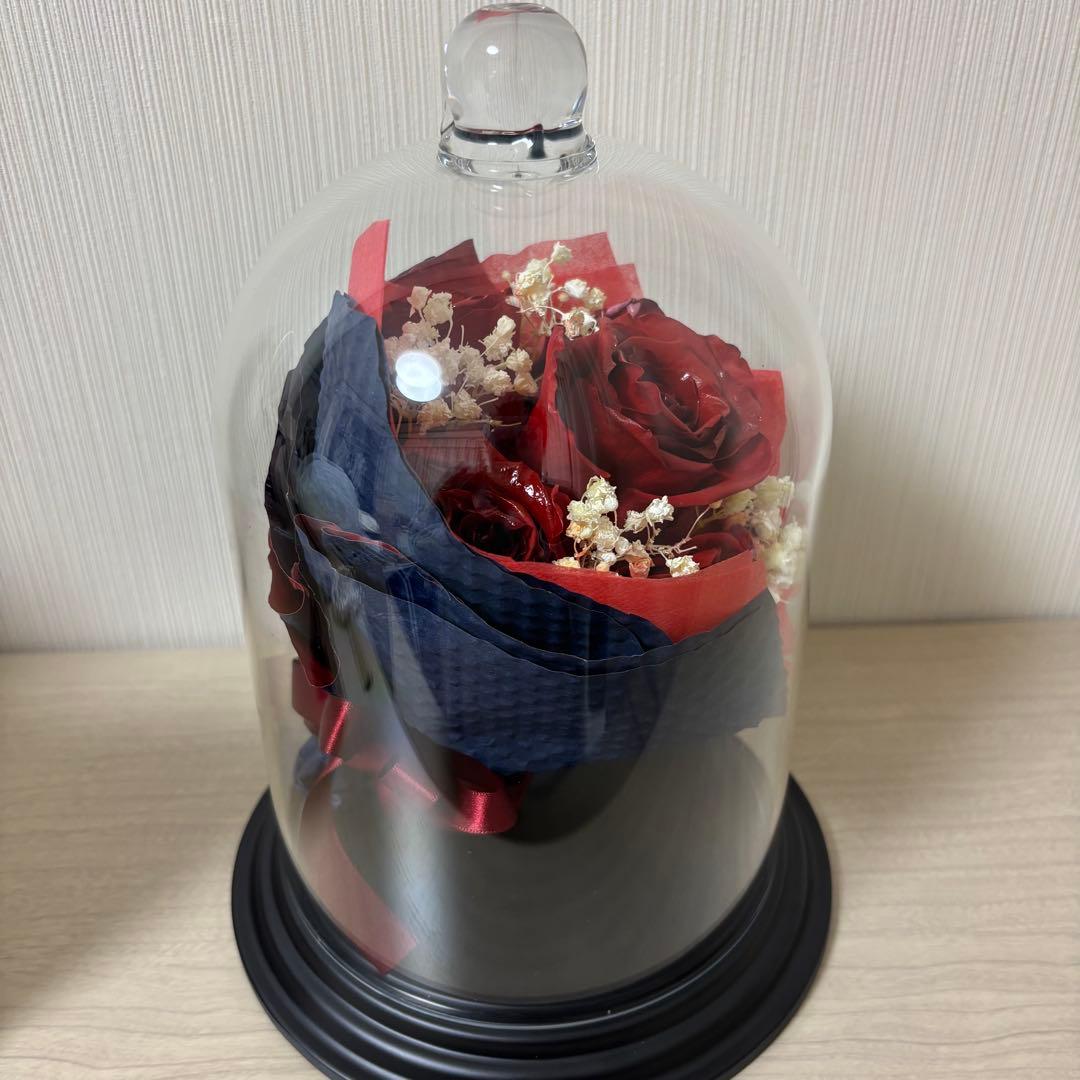 プリザーブドローズ ガラスドームアレンジメント