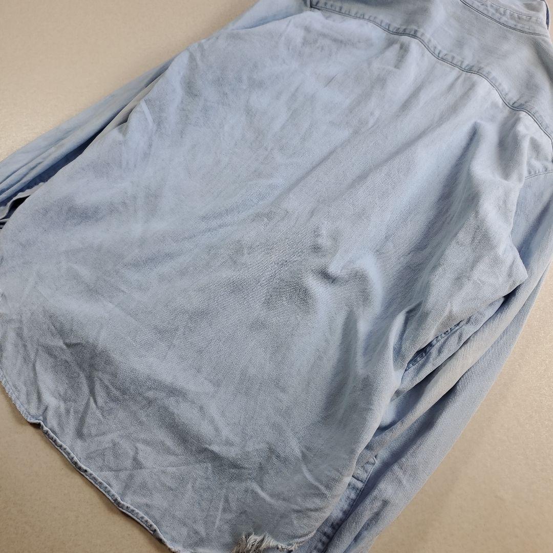 つっつん　フランクアンドアイリーン　デニムシャツ ダメージ加工 スキッパー