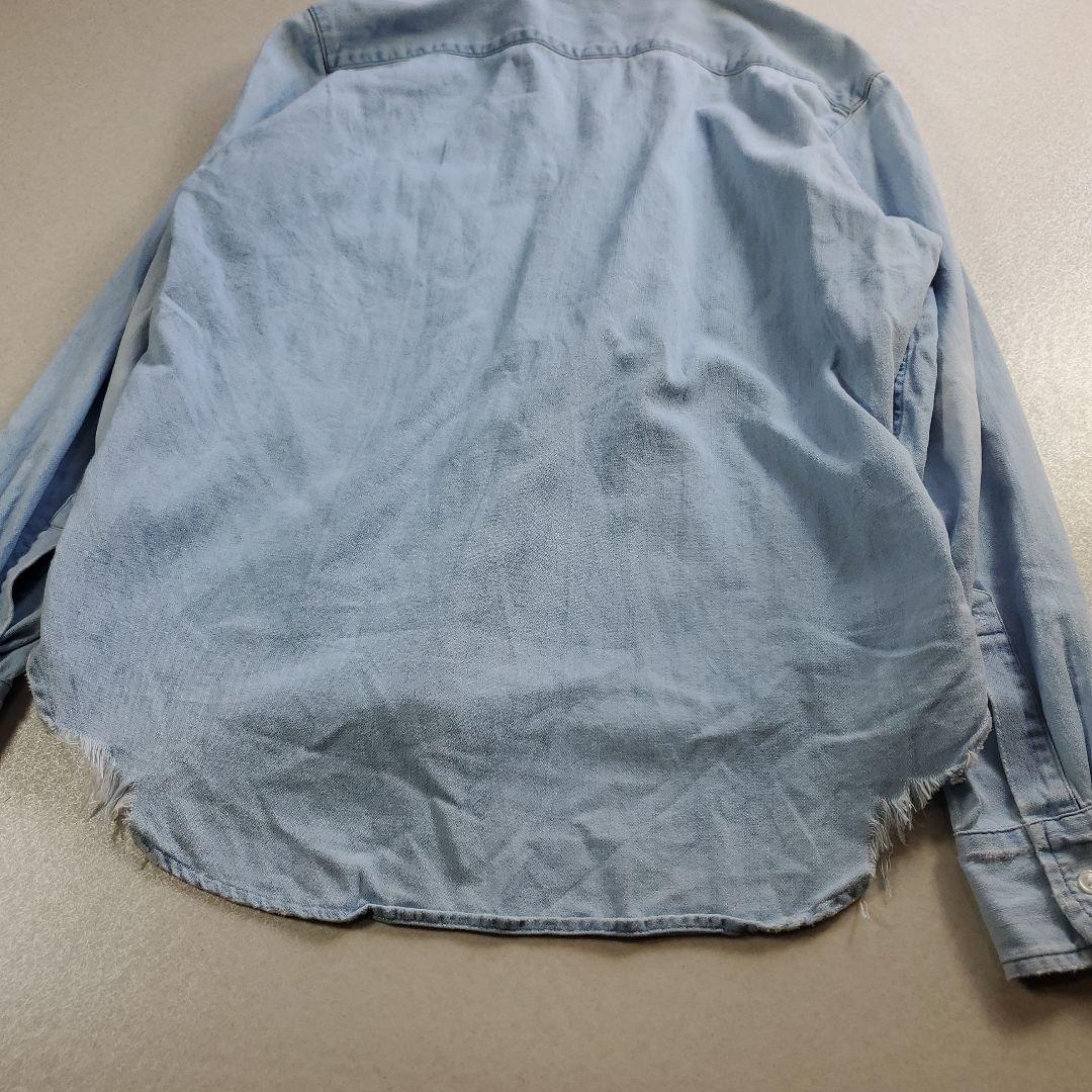 つっつん　フランクアンドアイリーン　デニムシャツ ダメージ加工 スキッパー