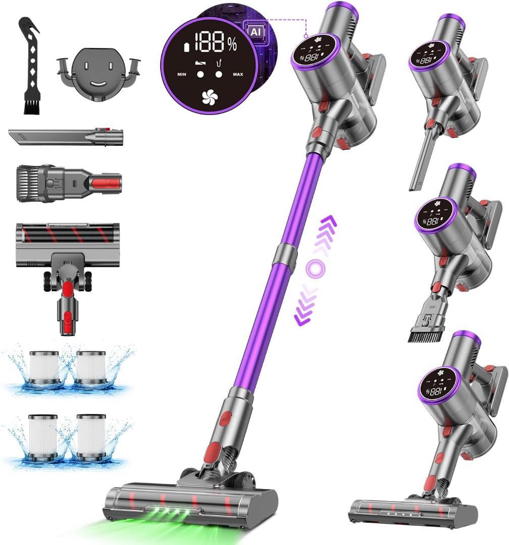 コードレス掃除機 軽量 LED液晶ディスプレイ サイクロン掃除機 3段吸引力