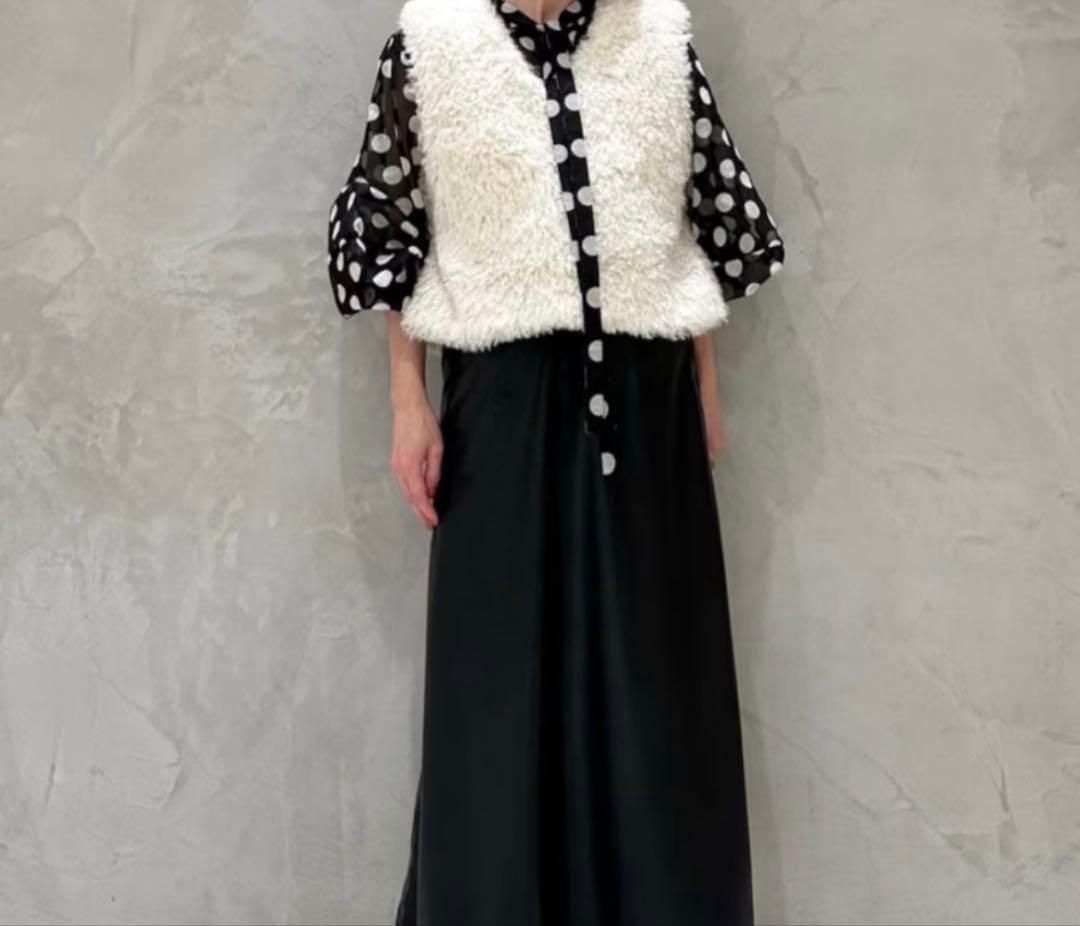 タグ付き♡TOMORROWLAND ドットオーガンジー ボウタイブラウス