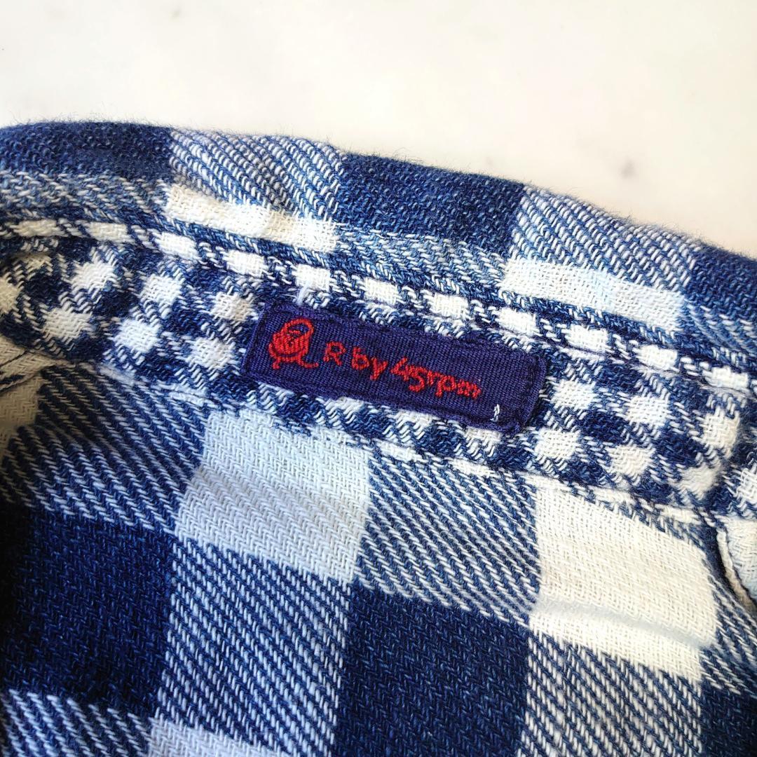 R by 45rpm インディゴ染め チェック R刺繍 長袖シャツ 1 コットン