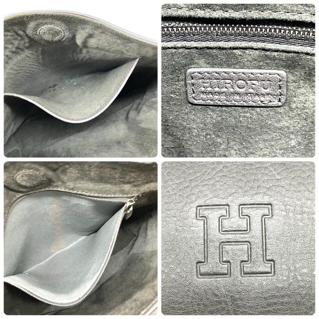 美品 2116 HIROFU プリマ ワンショルダーバッグ シボ革 Hロゴ