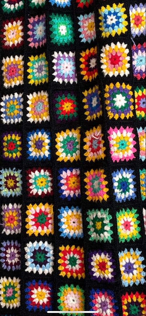 手編み　マルチカバー １８０❌170 カラフル毛糸