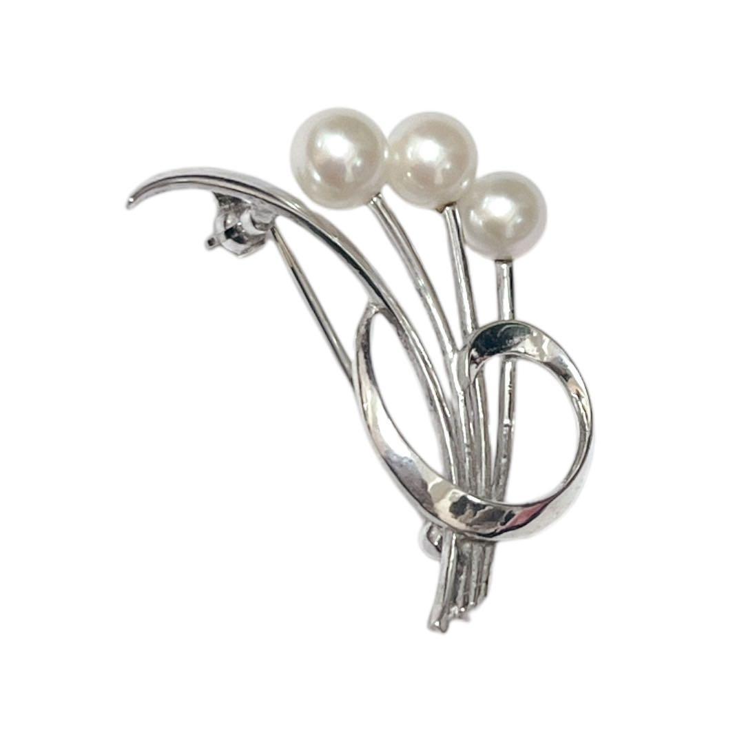 【極美品】MIKIMOTO パールブローチ あこや真珠 3珠 刻印あり
