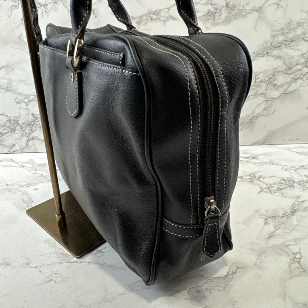 HAMANO ハマノ 本革 オイルドレザー セミショルダー ハンドバッグ 黒