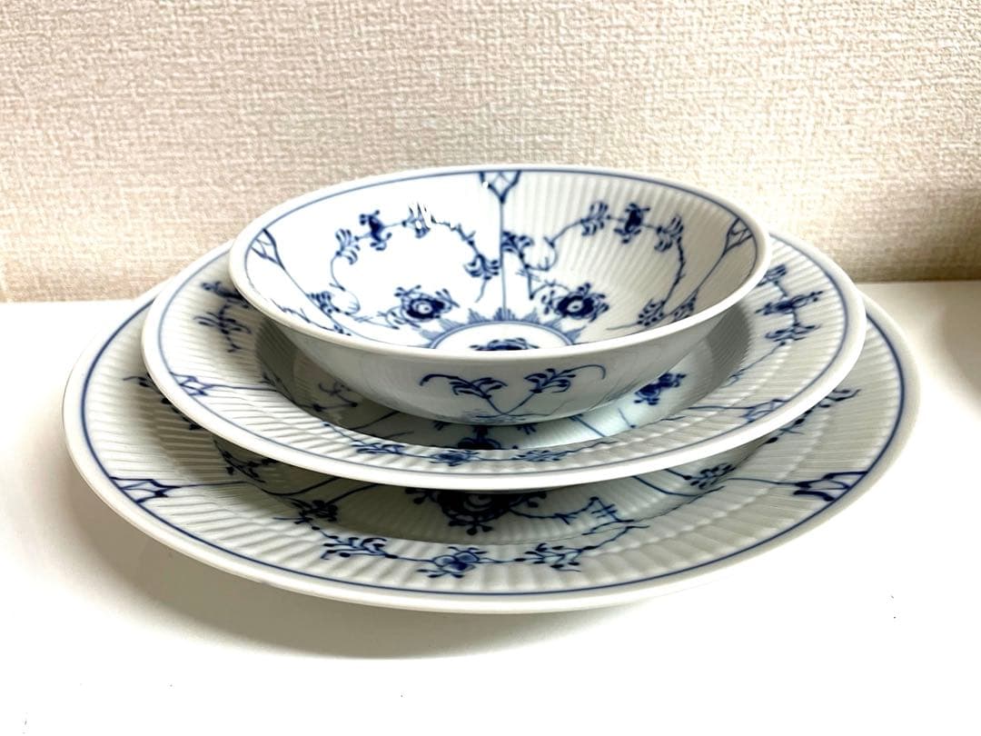 【美品3セット】ロイヤルコペンハーゲン ブルーフルーテッド プレイン3セットx2