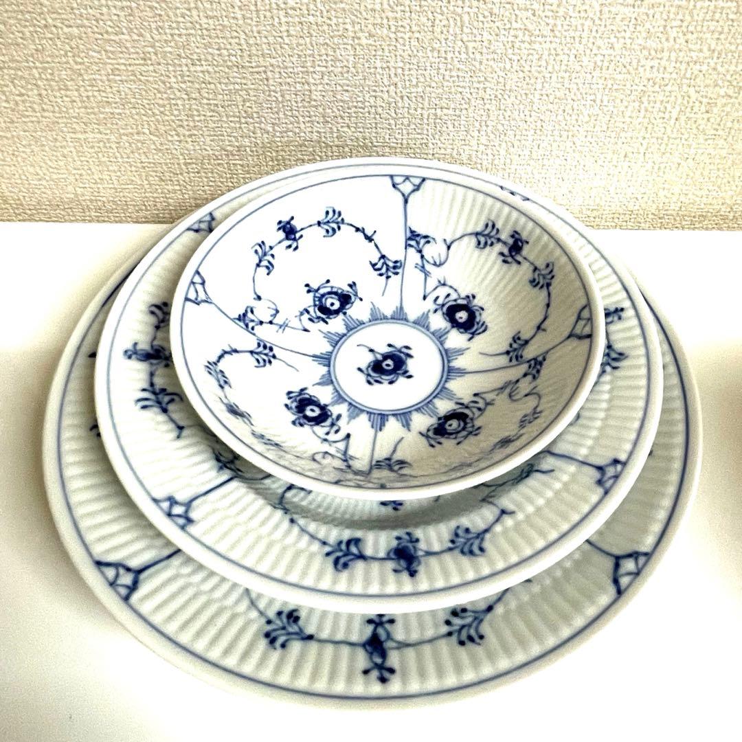 【美品3セット】ロイヤルコペンハーゲン ブルーフルーテッド プレイン3セットx2