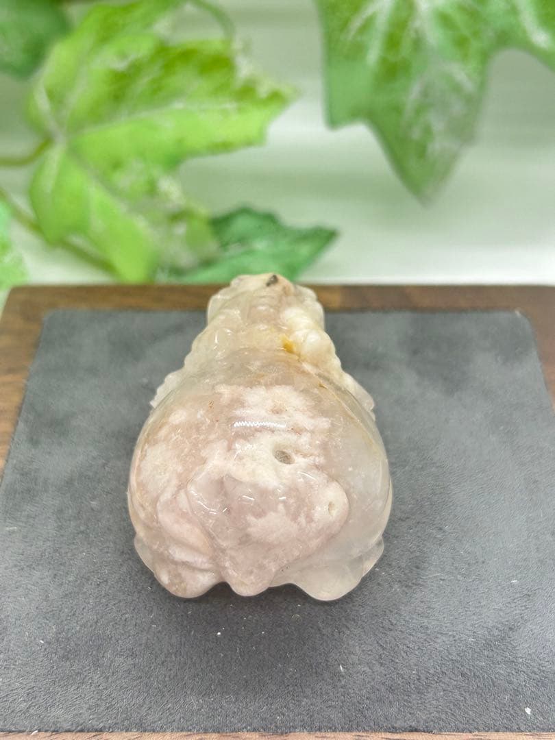 天然石桜瑪瑙龍亀　No.783