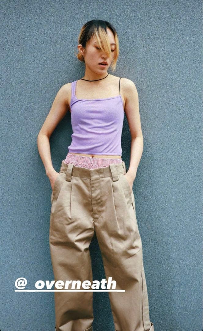 トップス OVERNEATH RIB TOP LAVENDER