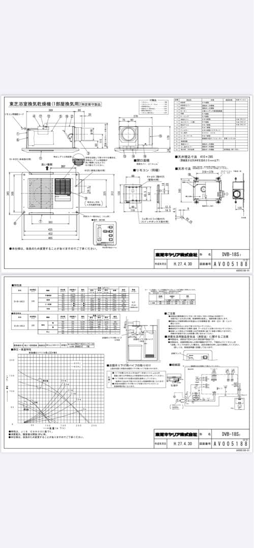 TOSHIBA DVB18S3 冷暖房機器 100V 50Hz・60Hz
