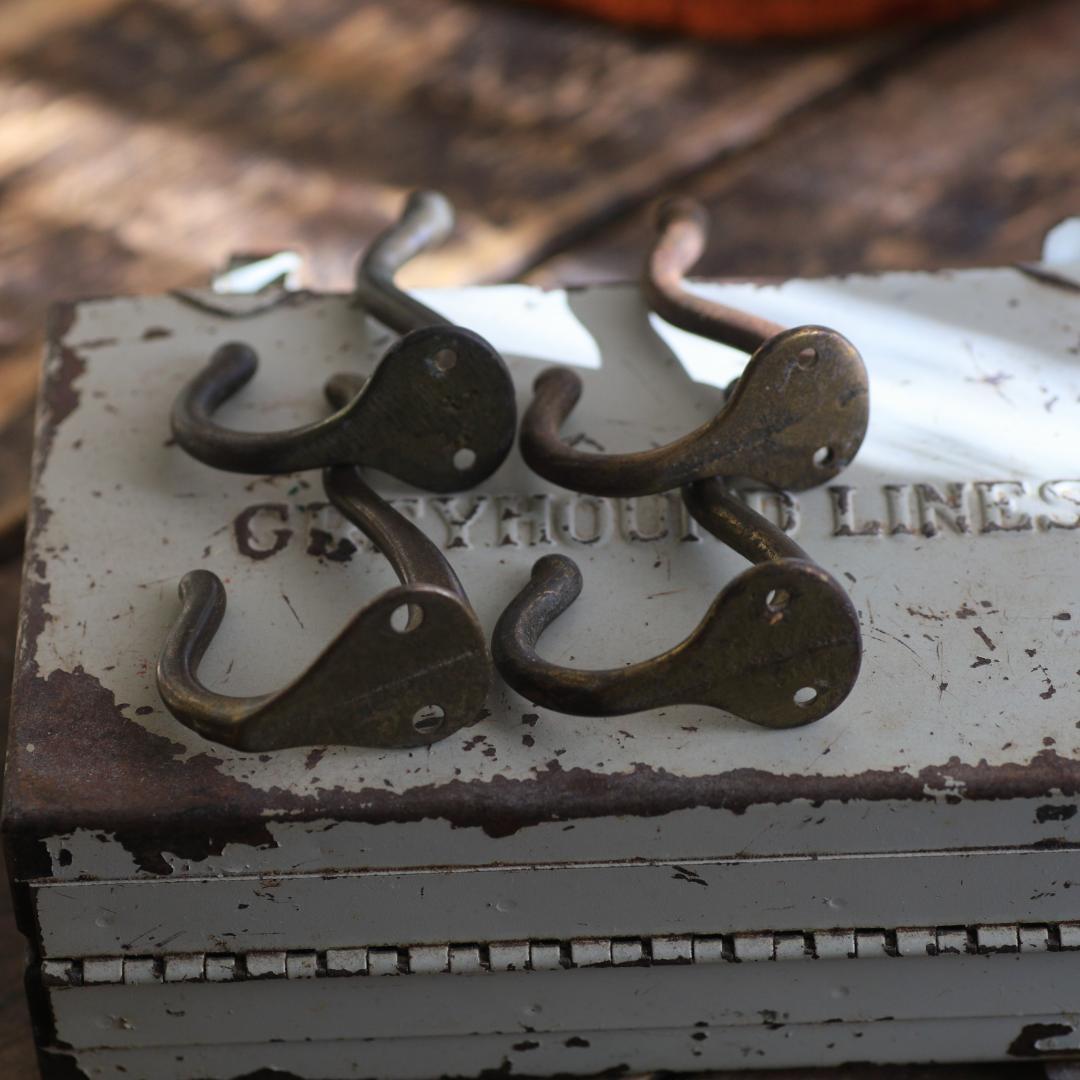 4つセット*フランスアンティーク　真鍮フック/ブロカントヴィンテージ