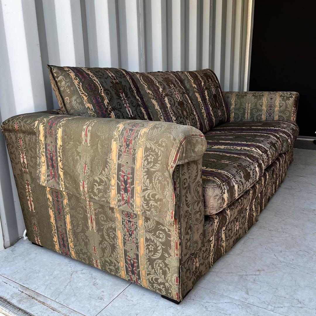 取付無料！マルニ地中海ロイヤル ロベール 高級グリーンファブリック3Pソファ✨