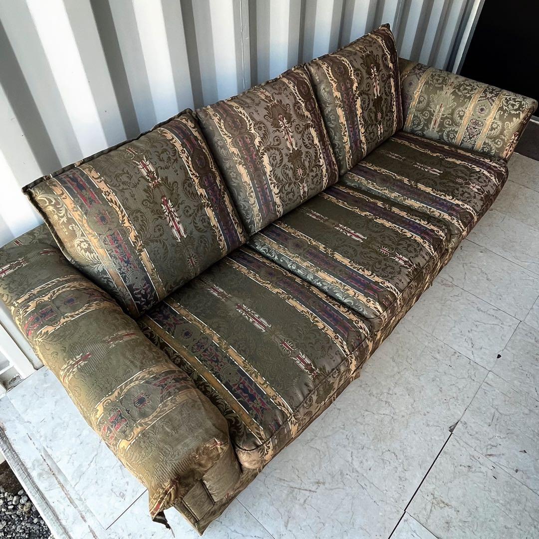 取付無料！マルニ地中海ロイヤル ロベール 高級グリーンファブリック3Pソファ✨