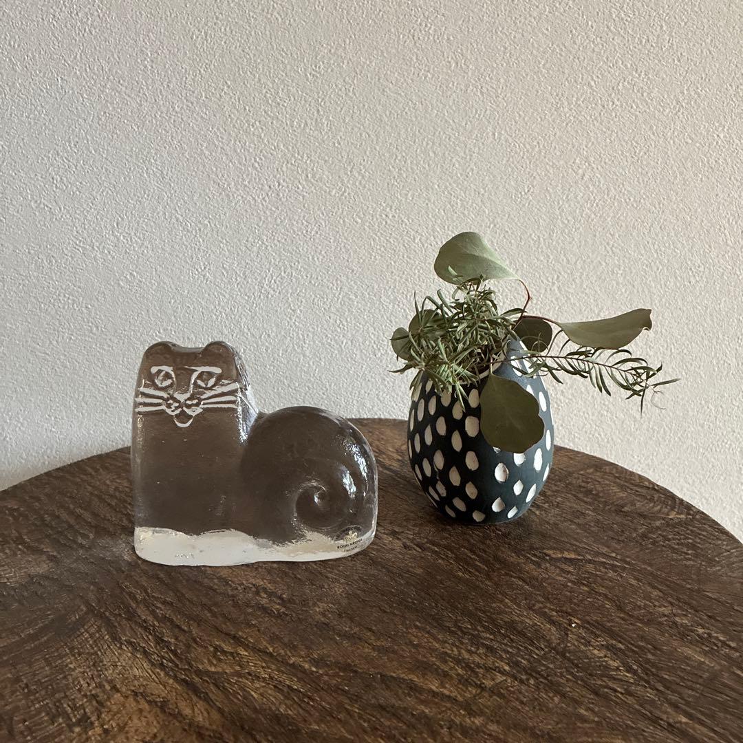 Lisa Larson /リサラーソン ロイヤルクローナ　ガラスオブジェ 猫