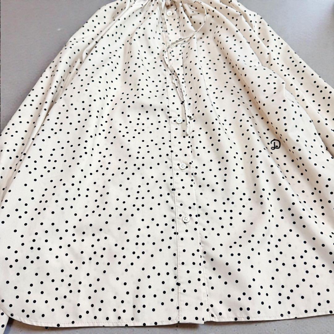 未使用 ドレステリア スタンドカラー ドットブラウス フリル ボウタイ リボン