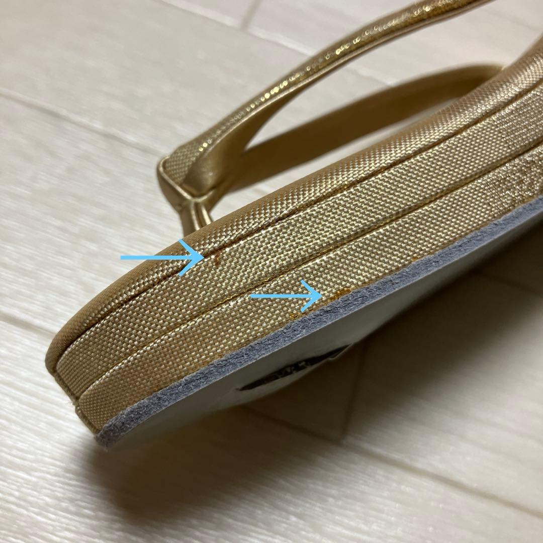 《未使用》佐賀錦　草履バッグセット　東京芝山　正絹　ゴールド　金糸